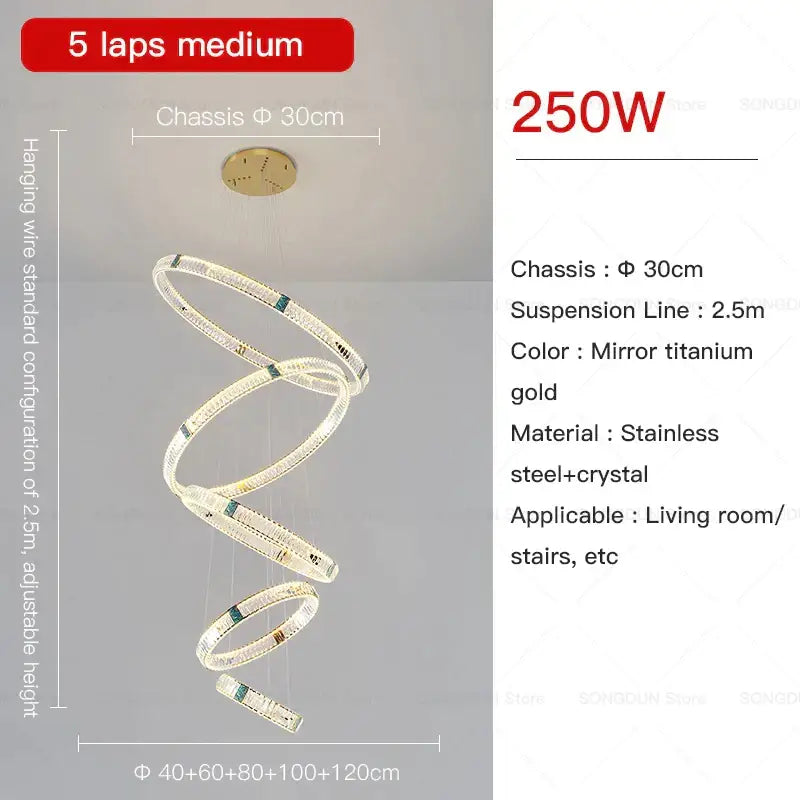 Modern spiral gold decorbites crystal chandelier for dining room