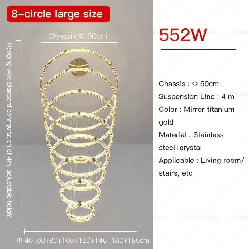 Modern spiral gold decorbites crystal chandelier for dining room