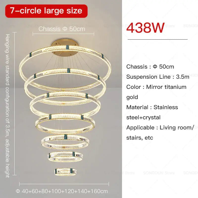 Modern spiral gold decorbites crystal chandelier for dining room
