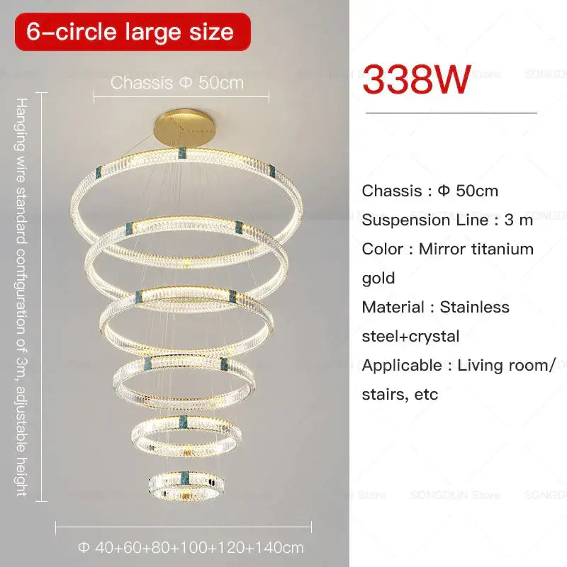 Modern spiral gold decorbites crystal chandelier for dining room
