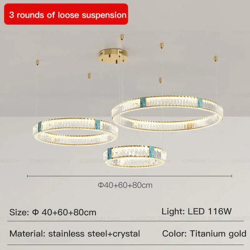 Modern spiral gold decorbites crystal chandelier for dining room