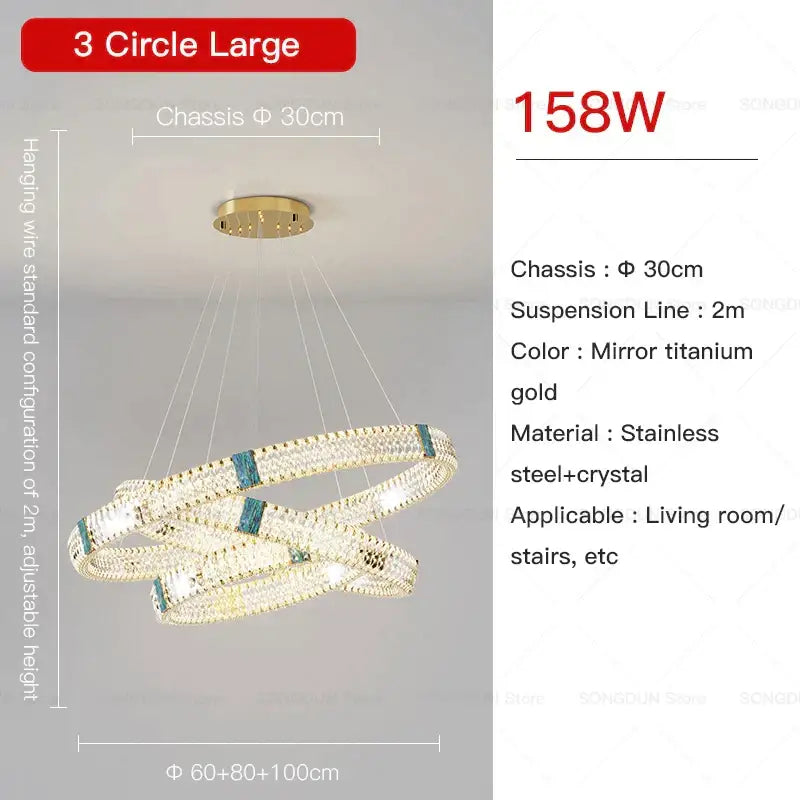 Modern spiral gold decorbites crystal chandelier for dining room