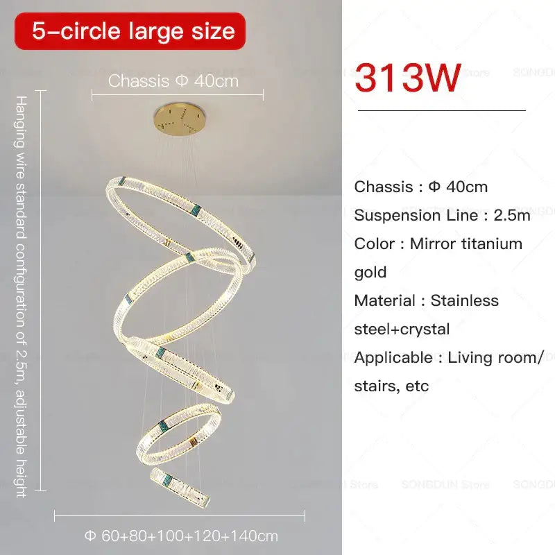 Modern spiral gold decorbites crystal chandelier for dining room