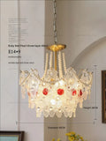 Retro gold and green crystal chandelier for dining room