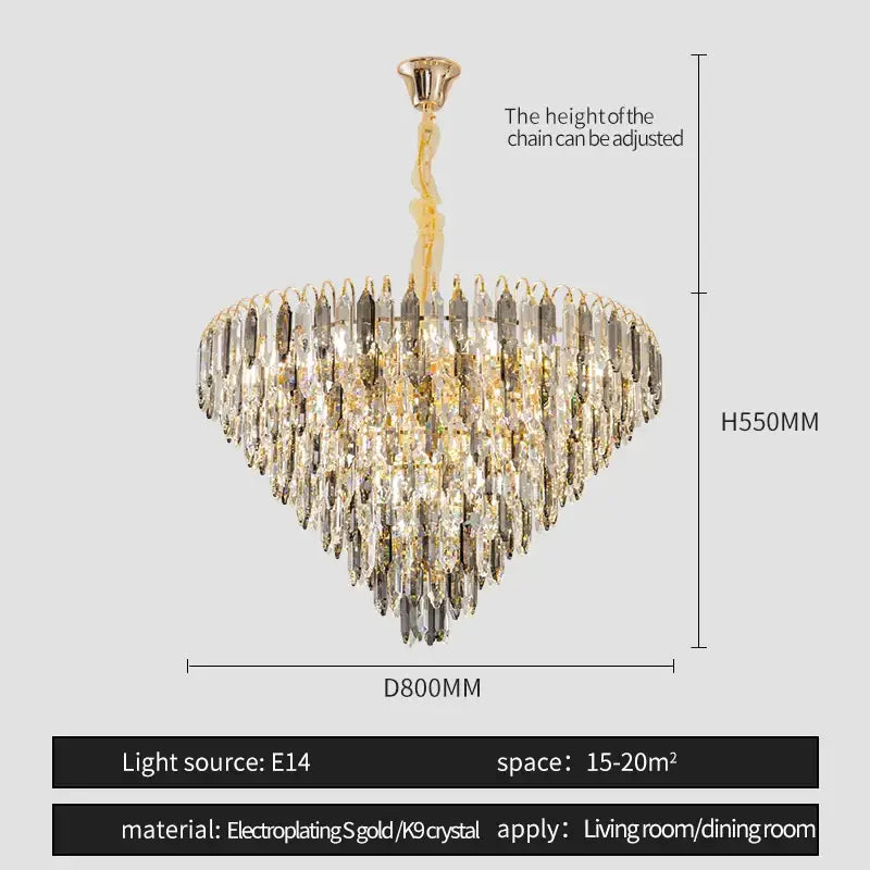 Heart shaped gold decorbites crystal chandelier for living room