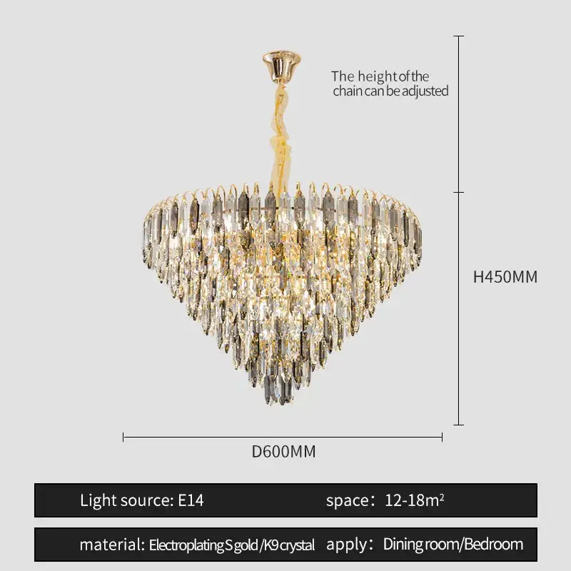 Heart shaped gold decorbites crystal chandelier for living room