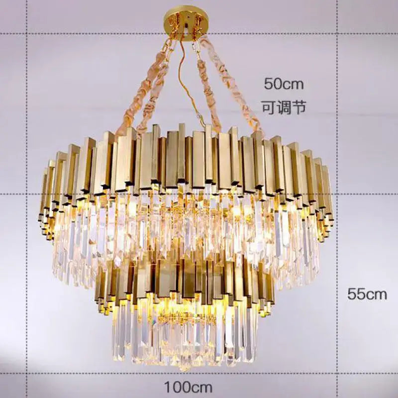 Decorbites crystal chandelier gold brass and pink living room light