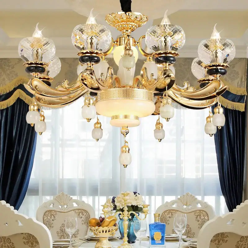 Ornate gold decorbites crystal chandelier for the dining room