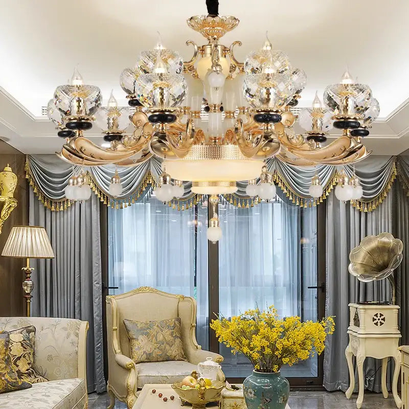 Ornate gold decorbites crystal chandelier for the dining room