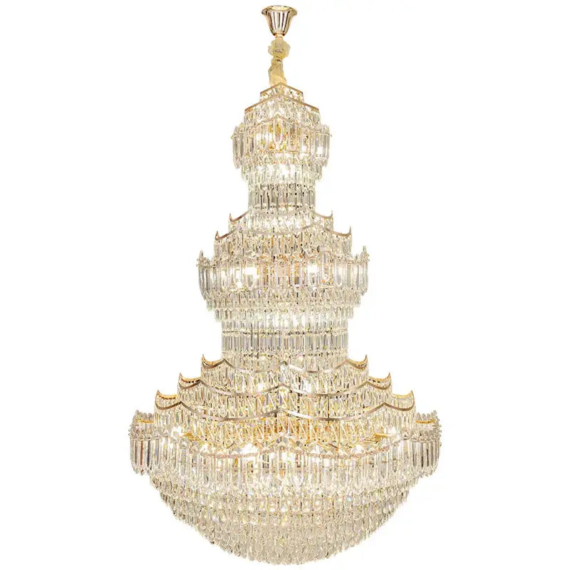 European gold multi tier decorbites crystal chandelier staircase light