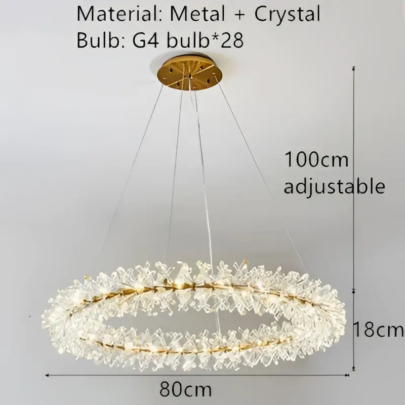 Crystal chandelier flower luxury gold ring lamp for dining room