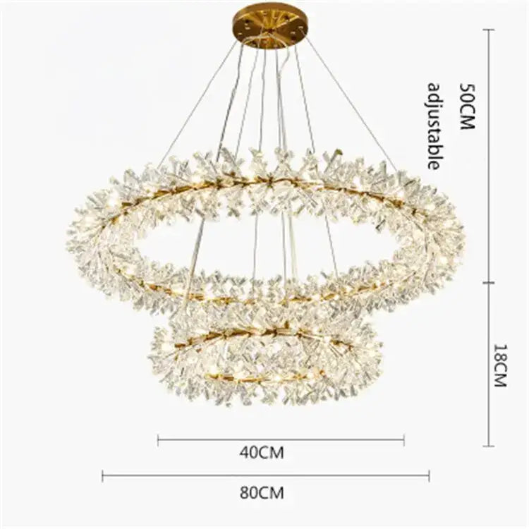 Crystal chandelier flower luxury gold ring lamp for dining room