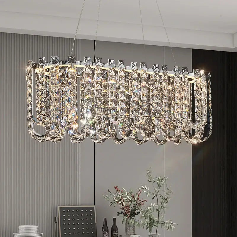 Luxurious circular crystal chandelier for elegant living room spaces
