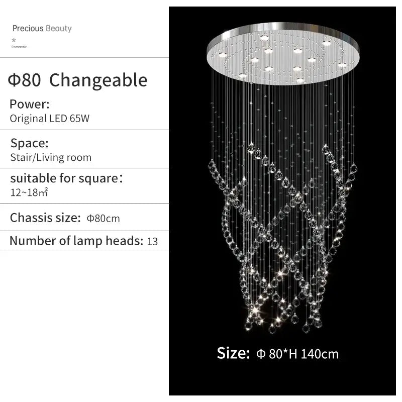 Modern chrome decorbites crystal chandelier living room spiral pendant