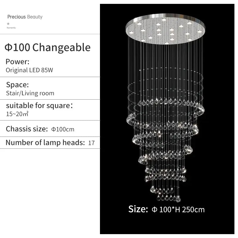Modern chrome decorbites crystal chandelier living room spiral pendant