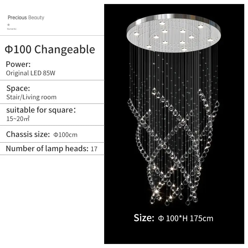Modern chrome decorbites crystal chandelier living room spiral pendant