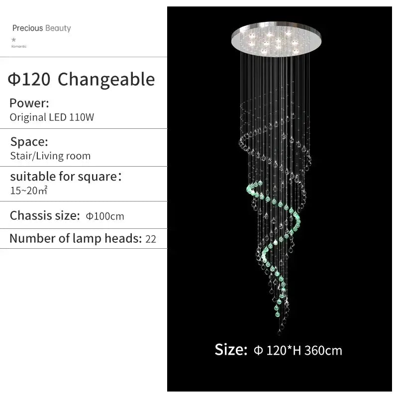 Modern chrome decorbites crystal chandelier living room spiral pendant