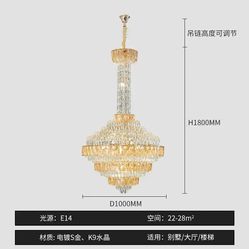 Modern gold and iridescent blue decorbites crystal chandelier living room