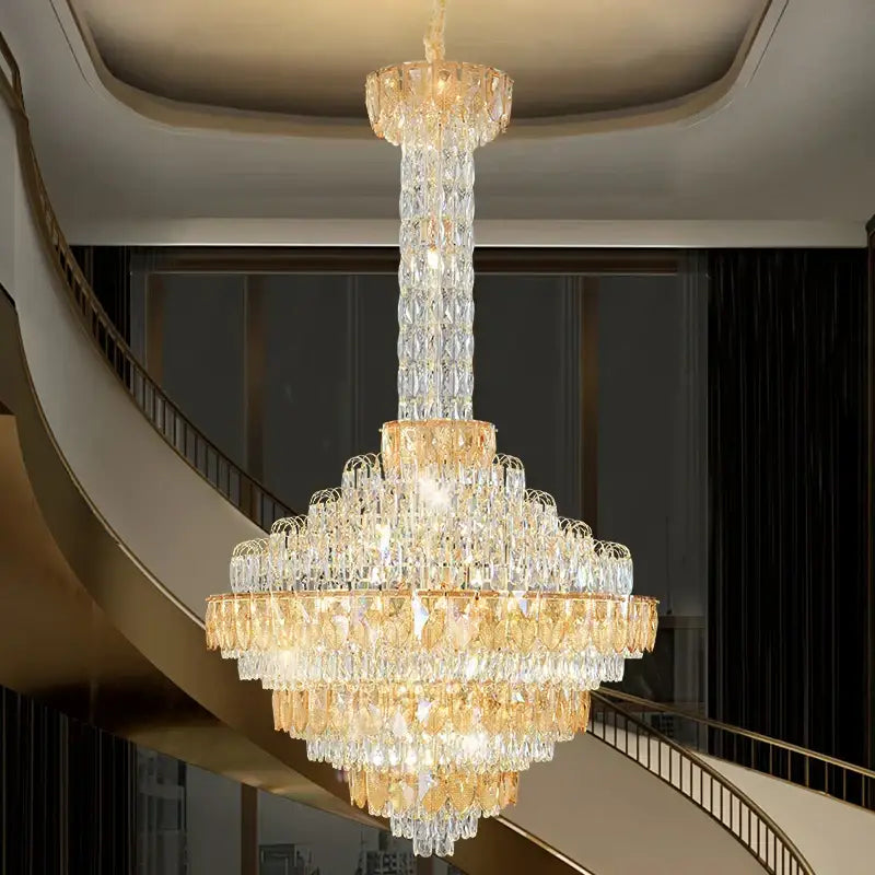Modern gold and iridescent blue decorbites crystal chandelier living room