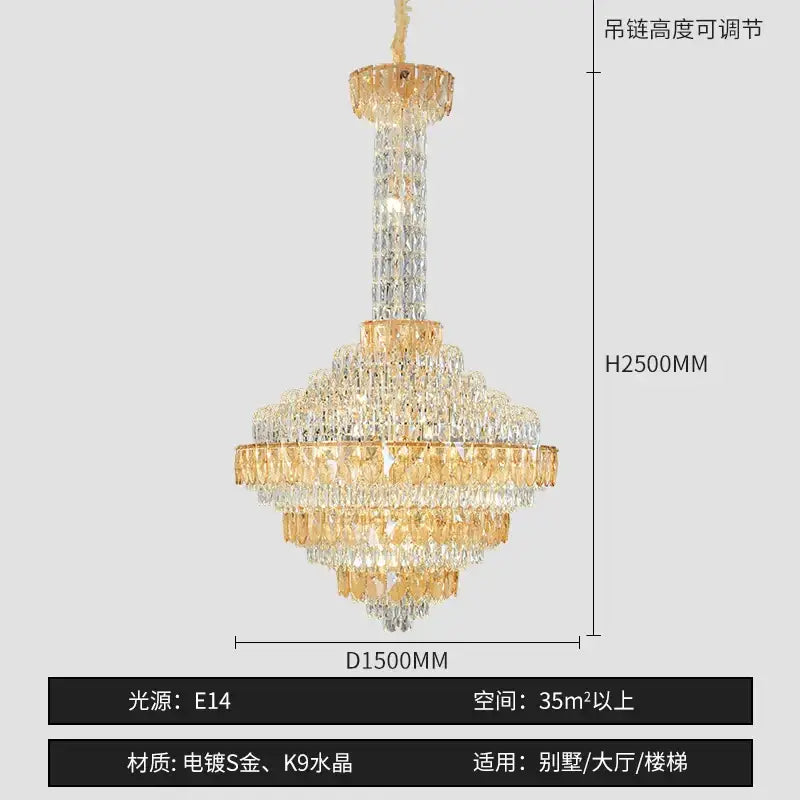 Modern gold and iridescent blue decorbites crystal chandelier living room