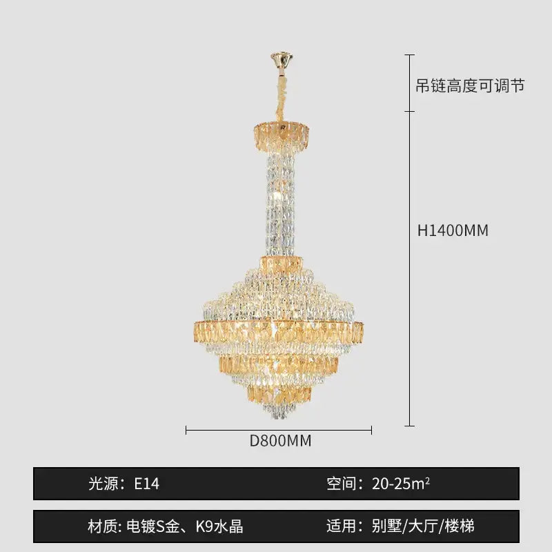 Modern gold and iridescent blue decorbites crystal chandelier living room