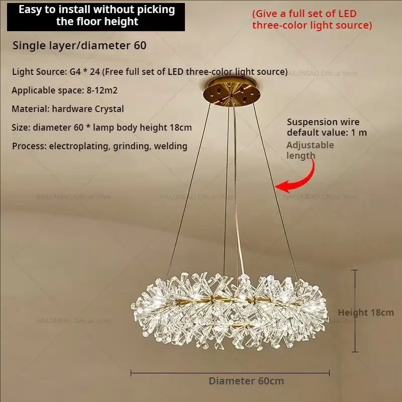 Elegant gold decorbites crystal chandelier for dining room