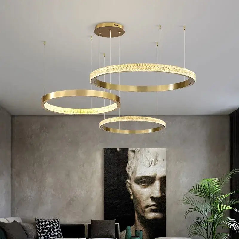 Modern gold textured crystal chandelier dining room pendant light