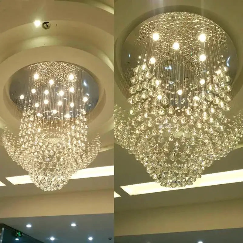 Modern cascading crystal chandelier living room pendant light