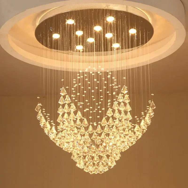 Modern cascading crystal chandelier living room pendant light