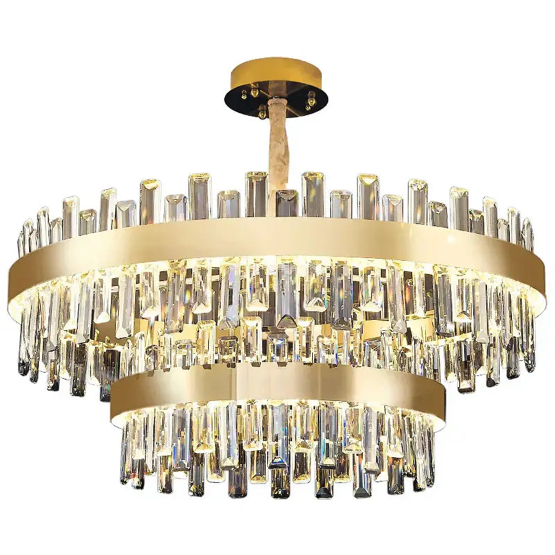 Gold double tier crystal chandelier for living room dining