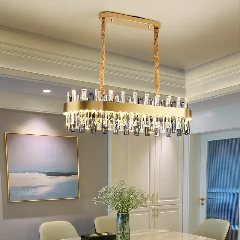 Gold double tier crystal chandelier for living room dining