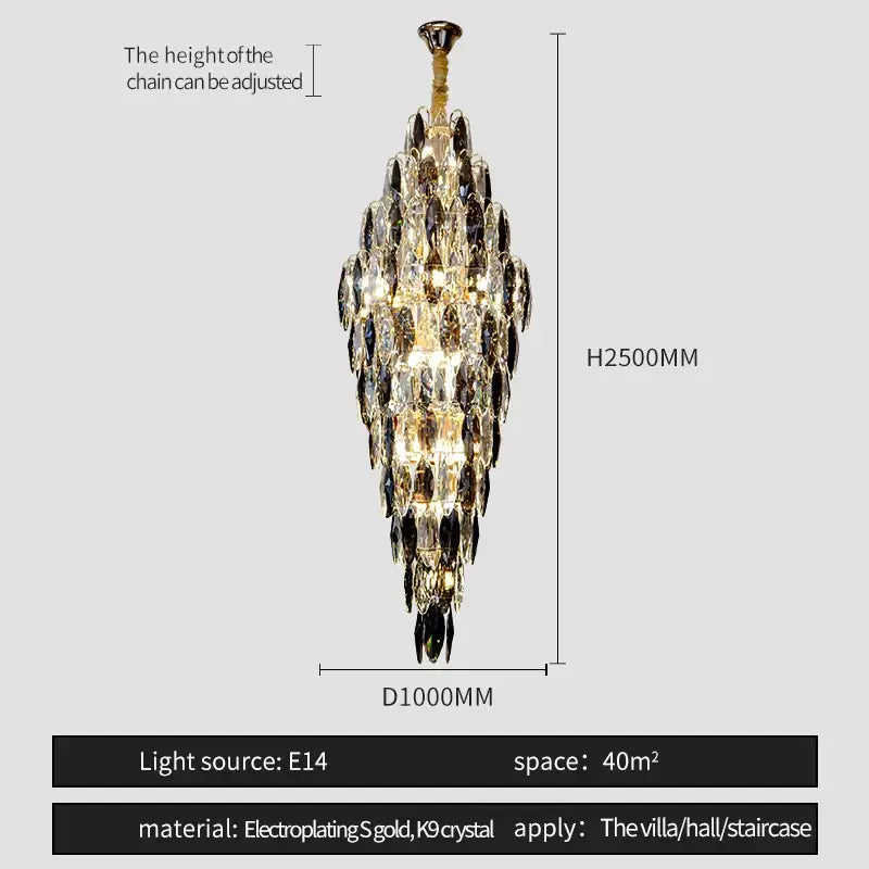 Luxe modern brass and crystal chandelier dining room pendant light