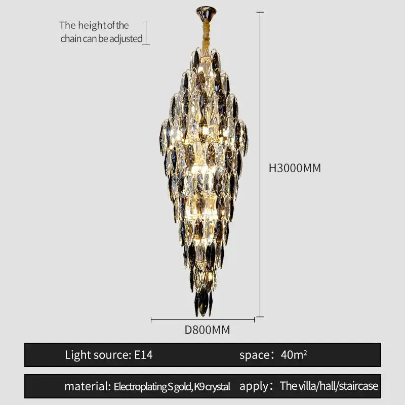 Luxe modern brass and crystal chandelier dining room pendant light