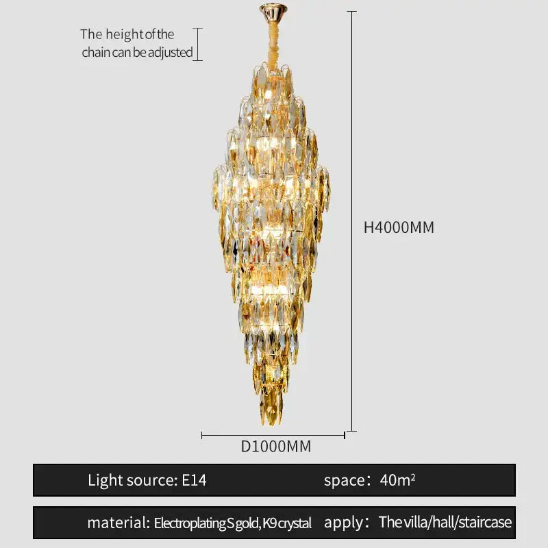 Luxe modern brass and crystal chandelier dining room pendant light