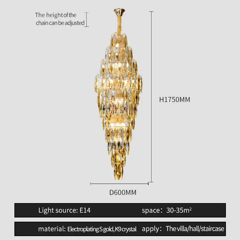 Luxe modern brass and crystal chandelier dining room pendant light