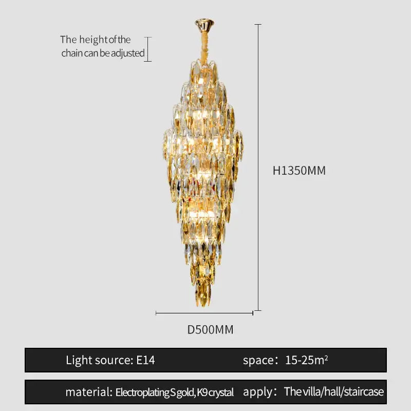 Luxe modern brass and crystal chandelier dining room pendant light