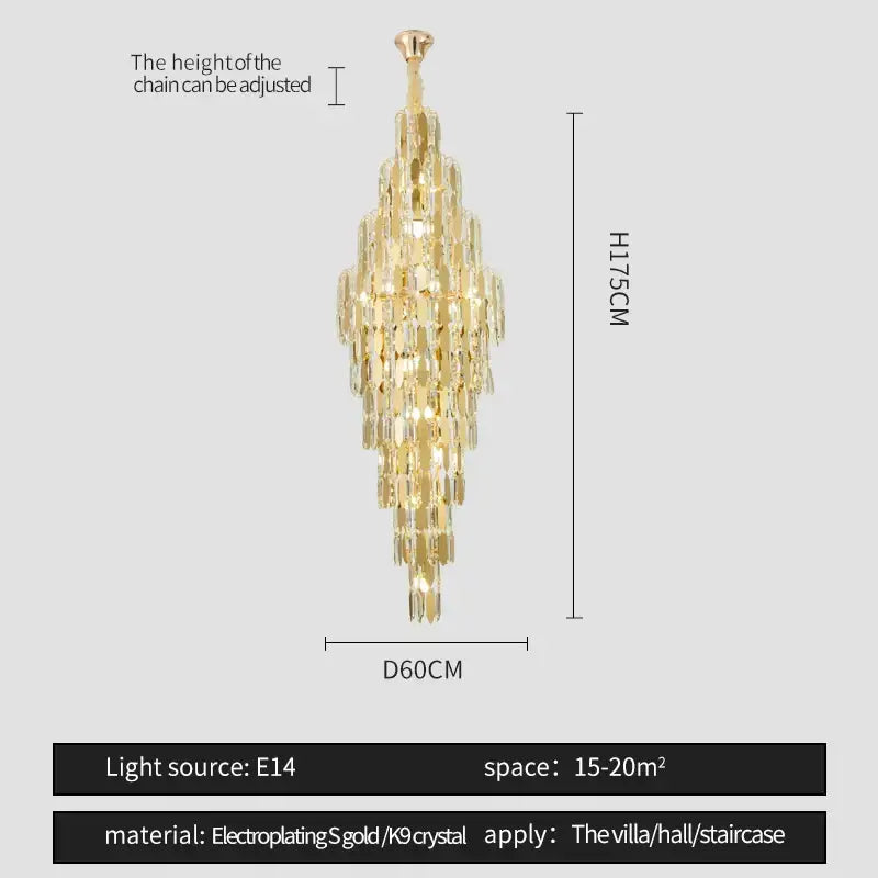 Modern european golden crystal chandelier living room light