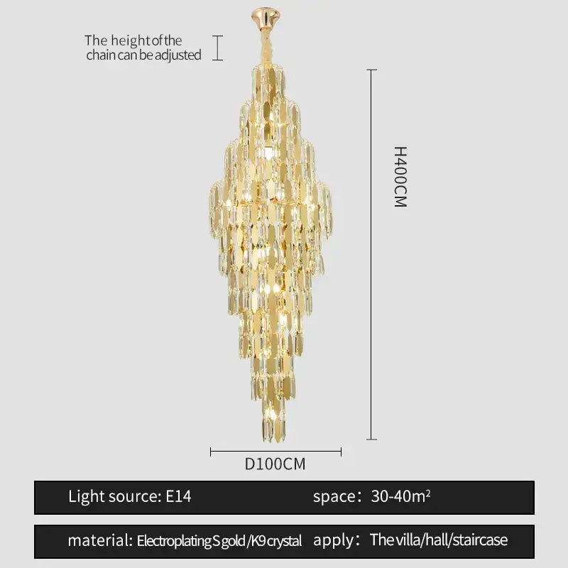 Modern european golden crystal chandelier living room light