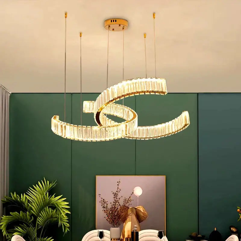 Modern golden spiral decorbites crystal chandelier for living room
