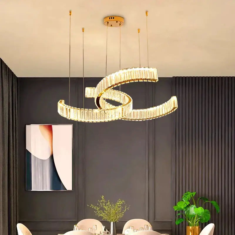 Modern golden spiral decorbites crystal chandelier for living room