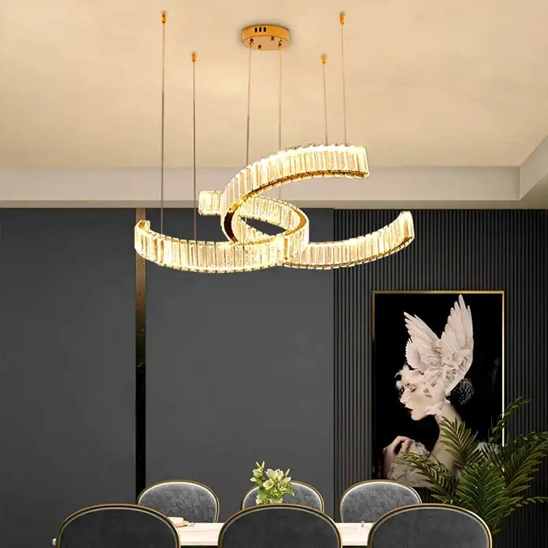 Modern golden spiral decorbites crystal chandelier for living room