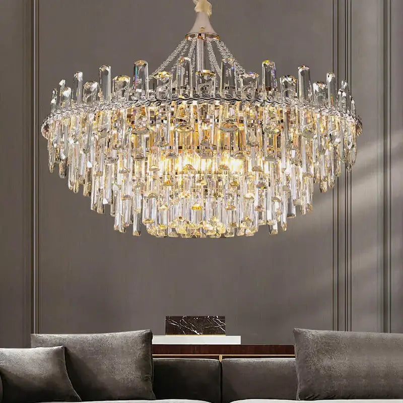 Modern clear and gold crystal chandelier dining room luxe pendant