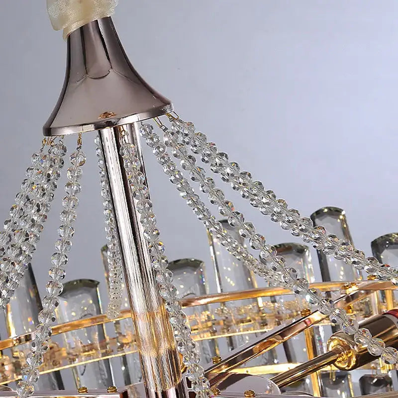 Modern clear and gold crystal chandelier dining room luxe pendant