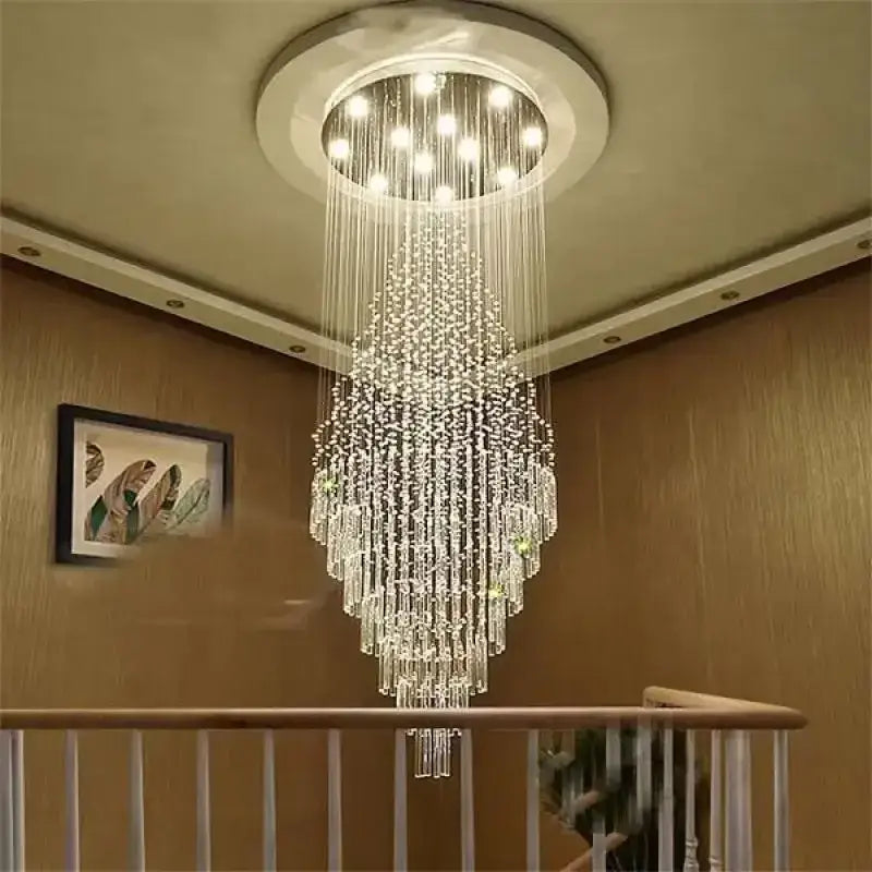 Modern cascading crystal chandelier living room led light