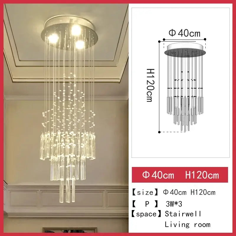 Modern cascading crystal chandelier living room led light