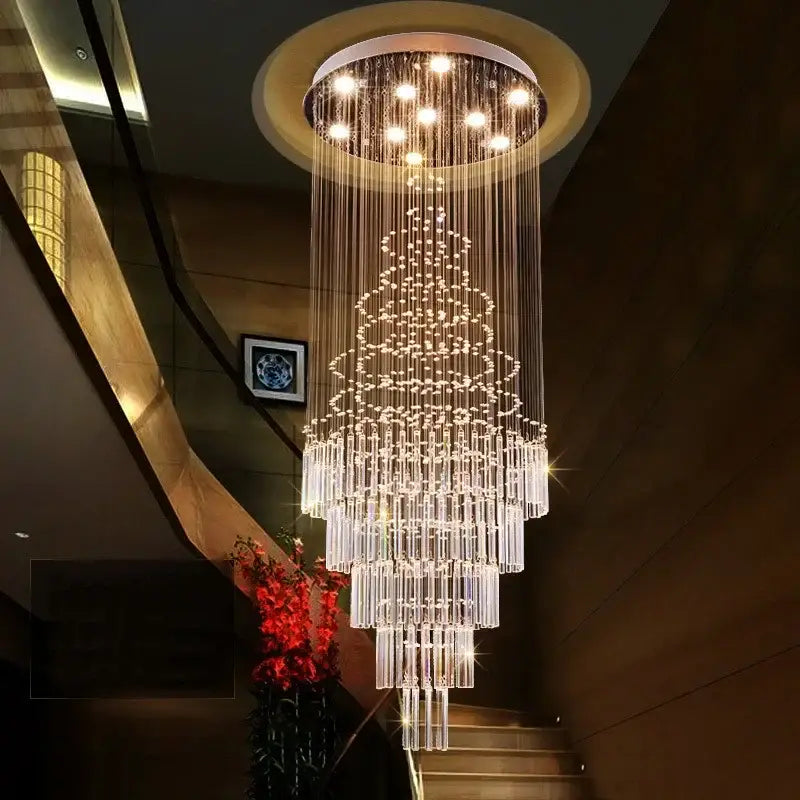 Modern cascading crystal chandelier living room led light