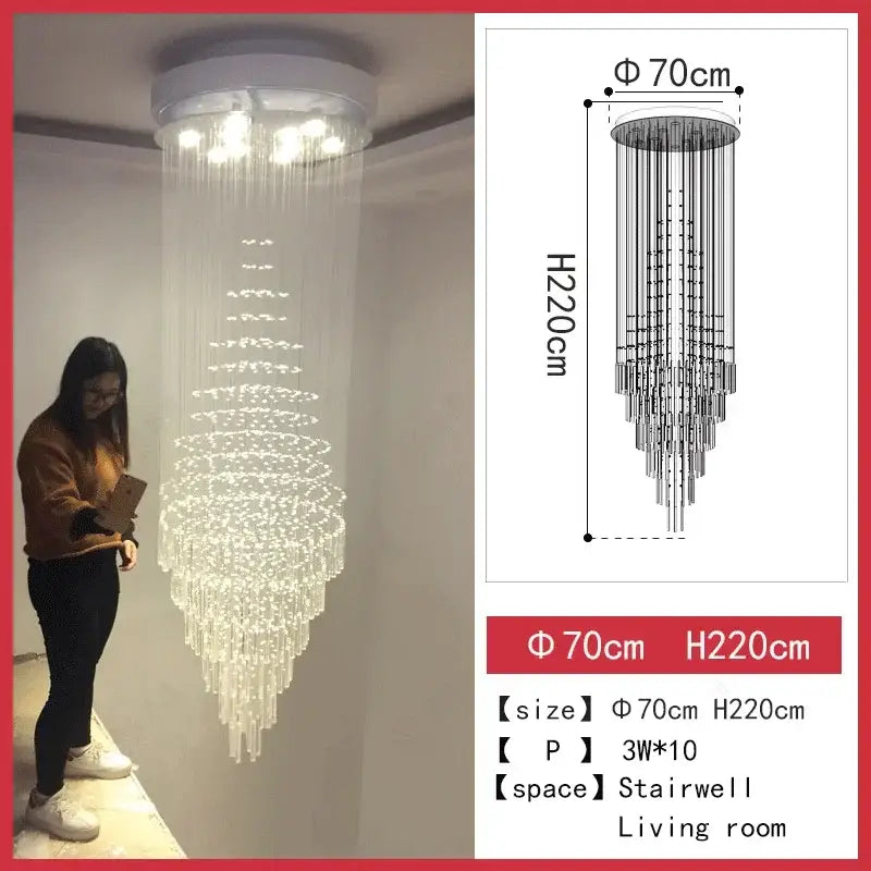 Modern cascading crystal chandelier living room led light