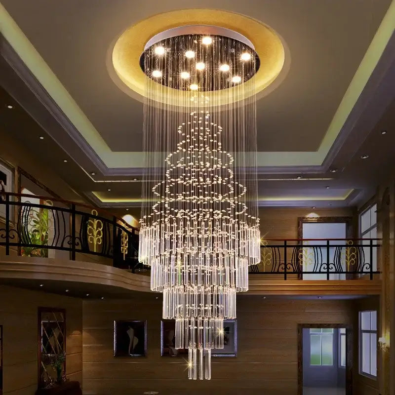 Modern cascading crystal chandelier living room led light