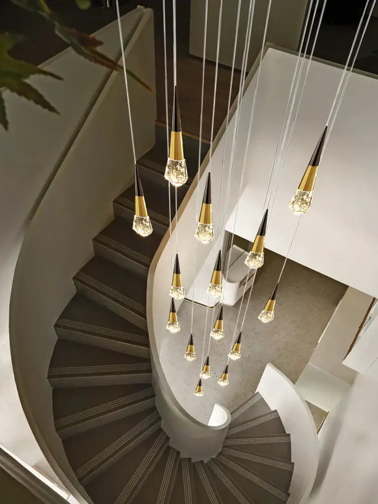 Modern gold decorbites crystal chandelier for stairwell and living room