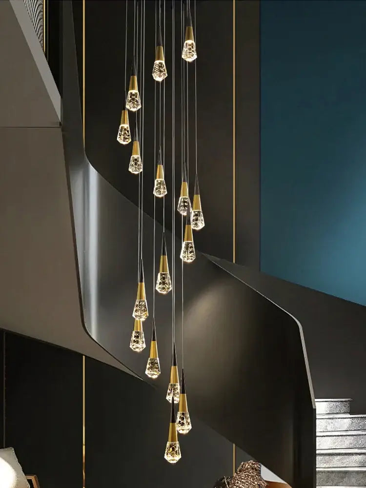 Modern gold decorbites crystal chandelier for stairwell and living room